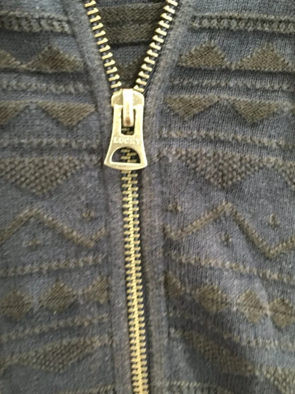 LOTUS Grey Label LUCKY BRAND Blue Black Embroidery Knit Hooded Full Zip Jacket